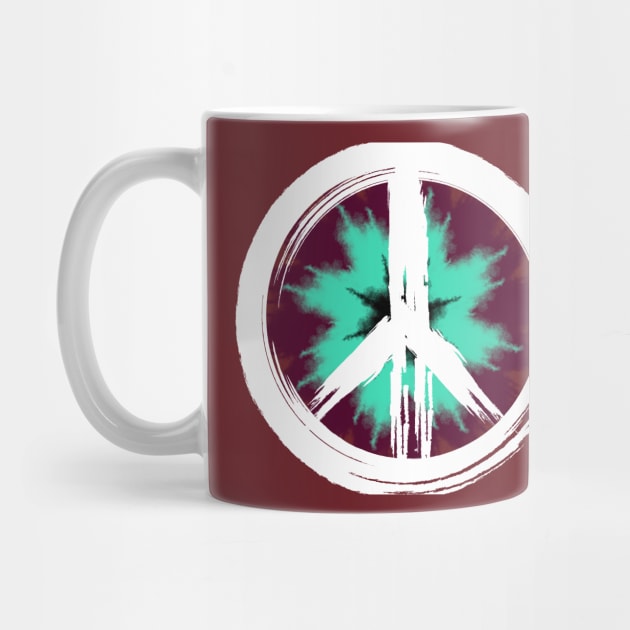 Maroon/Teal Tie-Dye Peace Sign by AwkwardTurtle